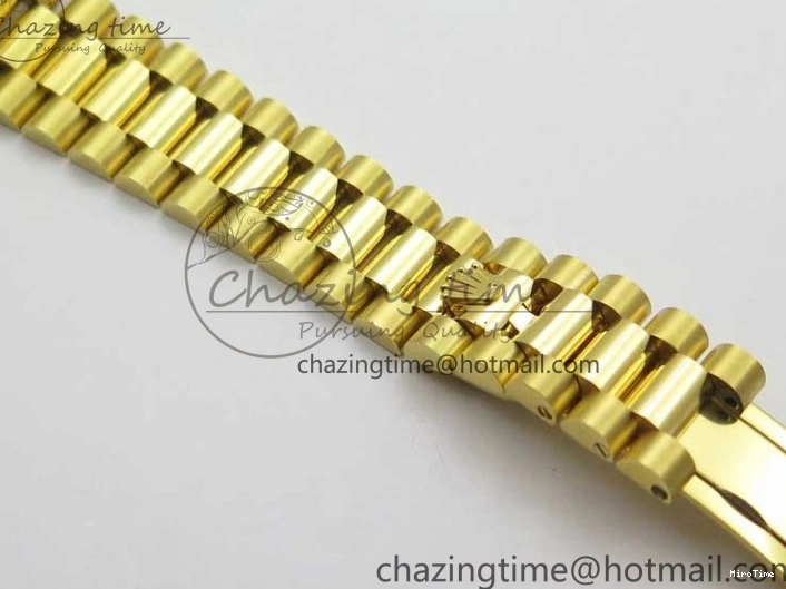 MiroTime 0408 Versatile Daydate 278288 31mm YG EWF Best Edition Green Malachite Dial Crystal Markers on YG President Bracelet ETA 2606